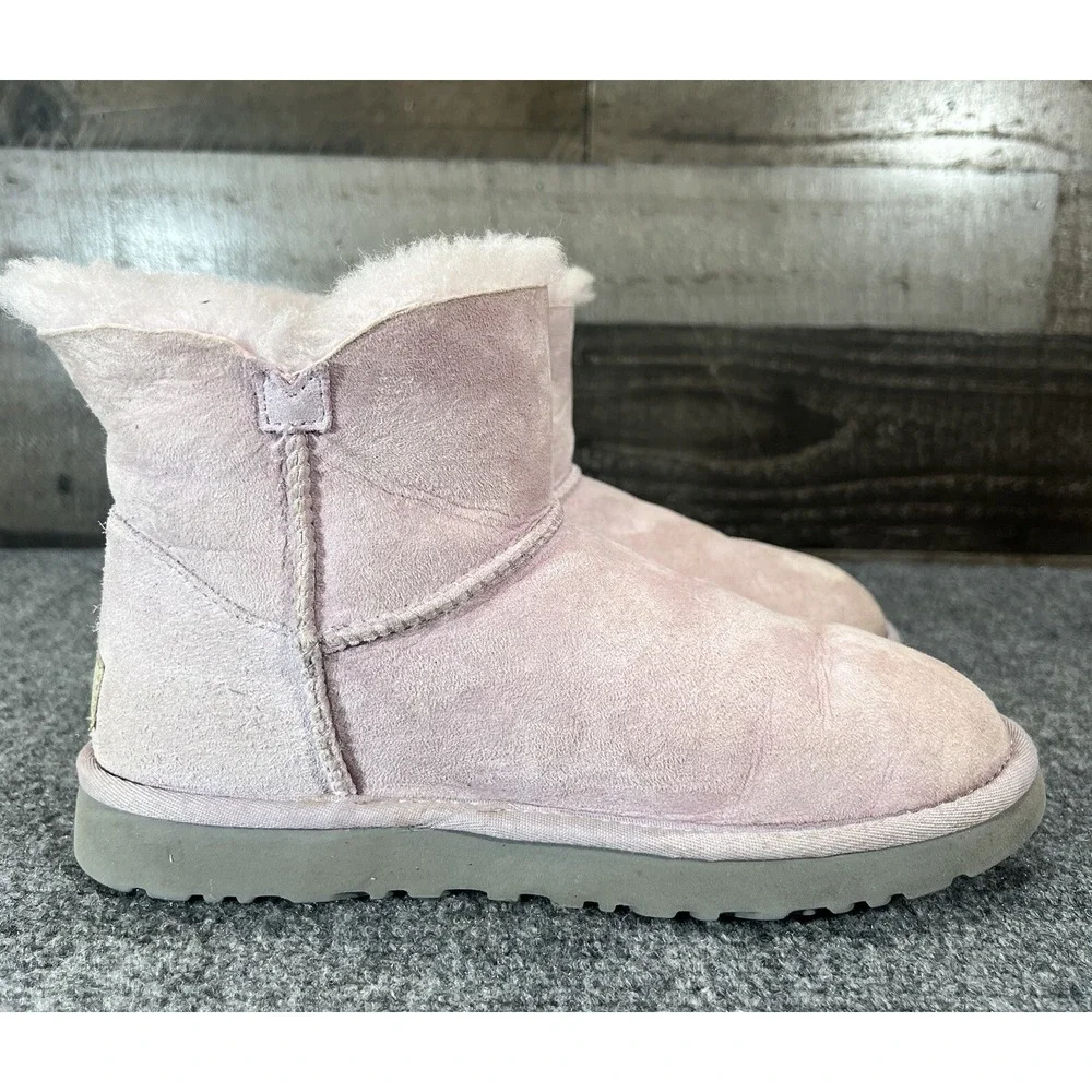 UGG Classic Mini Bailey Button Boots Poppy Pink Suede EU 38 US 7
